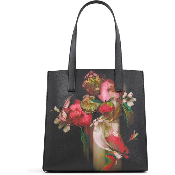 Handbags - Women's ICON Tote Small Black Multi Polyurethane Stylish Embossed Branding